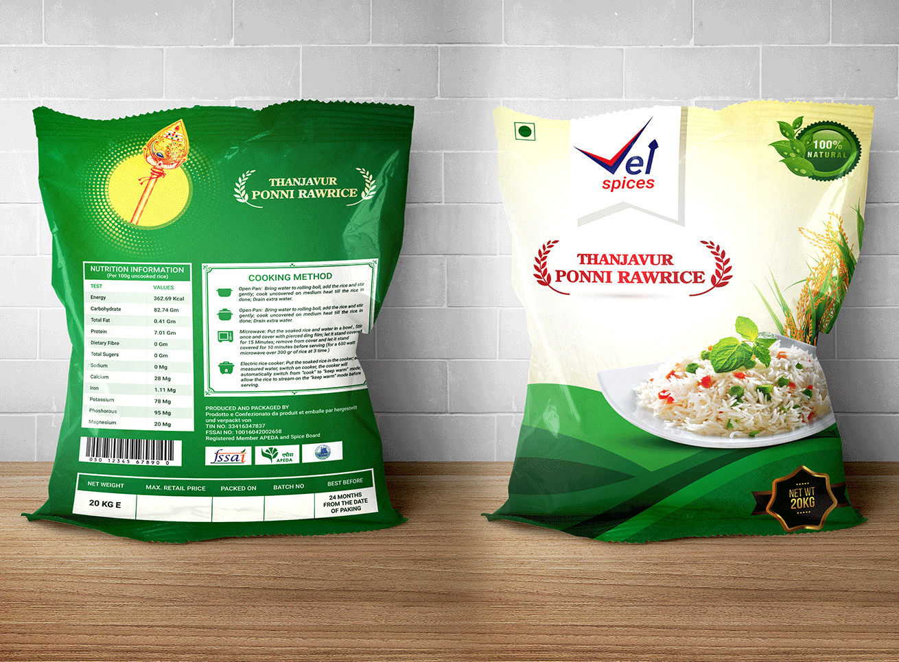 Rice bag design velspices - Grafikos